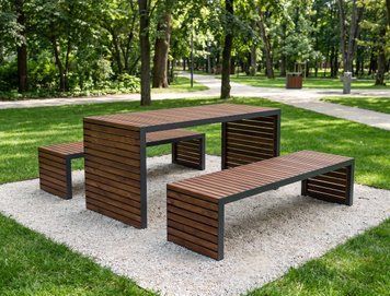 Комплект уличной мебели &laquo;Стрит&raquo; (уличный стол и две скамейки) 84379 фото
